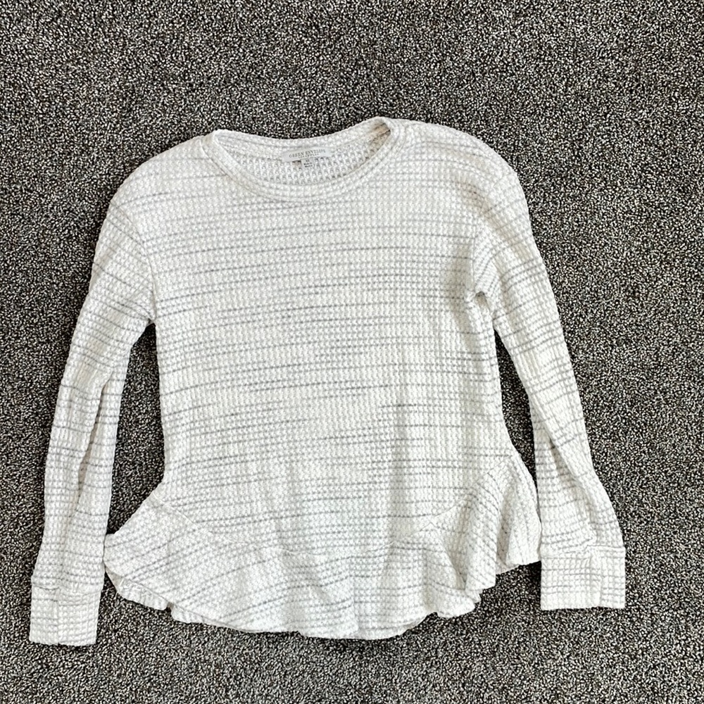 Green Envelope ruffle hem sweater